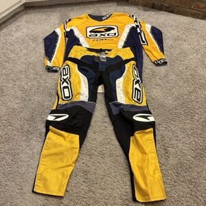 Vintage AXO Sport Racing Jersey LARGE & Pants 36 Yellow 90's MX Motocross READ